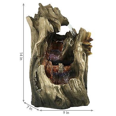 Sunnydaze Cascading Caves Polyresin Indoor Water Fountain with LED - 14 in