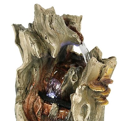 Sunnydaze Cascading Caves Polyresin Indoor Water Fountain with LED - 14 in