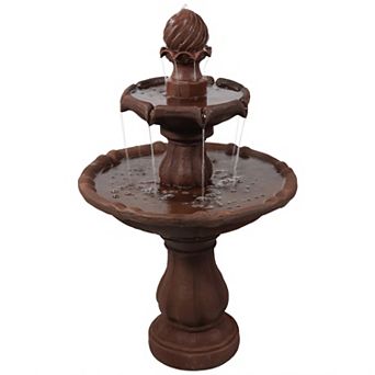 Sunnydaze Resin Outdoor 2 tier Solar Water Fountain with Battery