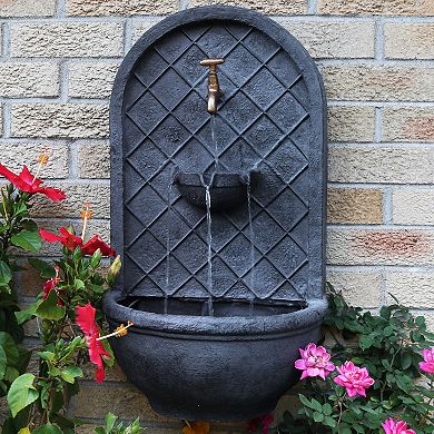 Sunnydaze Messina Polystone Outdoor Solar Wall Fountain