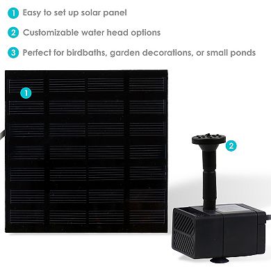 Sunnydaze Solar Fountain Water Pump Kit - 20-Inch Lift - 40 GPH