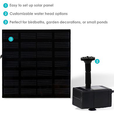 Sunnydaze 40 GPH Solar Fountain Water Pump Kit - 20 in Lift