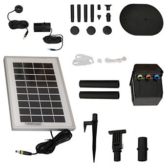 Sunnydaze 66 GPH Solar Pump and Panel Kit with Battery and Light