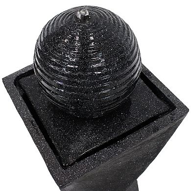 Sunnydaze Black Ball Solar Water Fountain with Battery/LED Lights - 32 in