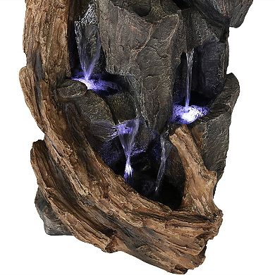 Sunnydaze Cascading Mountainside Water Fountain with LED Lights - 35 in