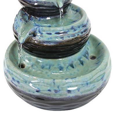 Sunnydaze 3-Tier Modern Textured Bowls Ceramic Indoor Tabletop Water Fountain - 7-Inch