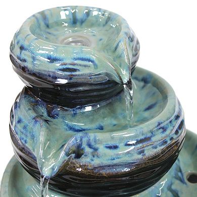 Sunnydaze 3-Tier Modern Textured Bowls Ceramic Indoor Tabletop Water Fountain - 7-Inch