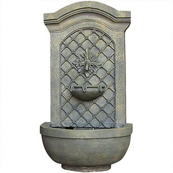 Sunnydaze Rosette Leaf Polystone Outdoor Wall Fountain