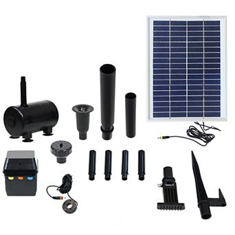 Sunnydaze 132 GPH Solar Pump and Panel Kit with Battery and Light