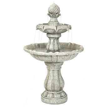 Sunnydaze Resin Outdoor 2 tier Solar Water Fountain with Battery