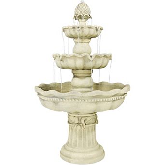 Sunnydaze Pineapple Fiberglass Outdoor 3 tier Water Fountain