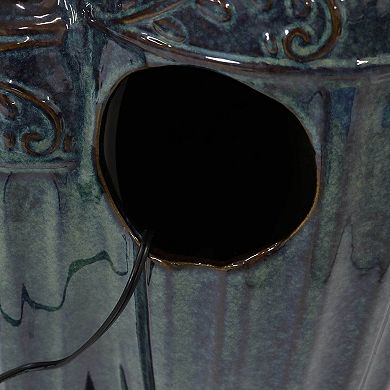 Sunnydaze Tour de Vase Ceramic Pot Water Fountain with LED Lights - 27 in