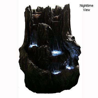 Sunnydaze Cascading Mountain Waterfall Fountain with LED Lights - 53 in