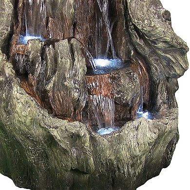 Sunnydaze Cascading Mountain Waterfall Fountain with LED Lights - 53 in