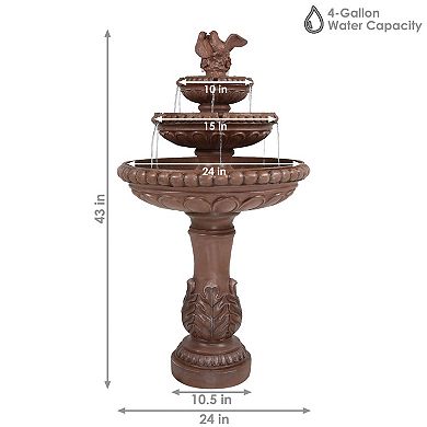 Sunnydaze Dove Pair Resin Outdoor 3-Tier Water Fountain