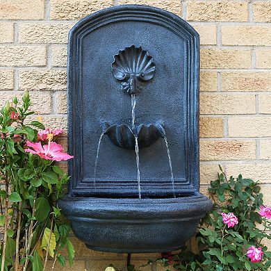 Sunnydaze Seaside Polystone Outdoor Solar Wall Fountain - Lead