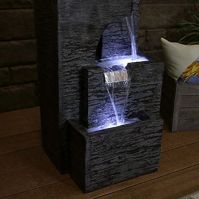Sunnydaze Cascading Tower Contemporary Fountain with LED Lights - 32 in