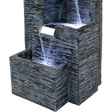 Sunnydaze Cascading Tower Contemporary Fountain with LED Lights - 32 in