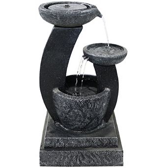 Sunnydaze Modern Cascading Bowls Solar Water Fountain with Battery - 28 in