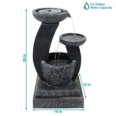 Sunnydaze Modern Cascading Bowls Solar Water Fountain with Battery - 28 in