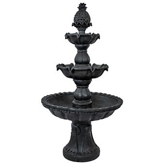 Sunnydaze 57 in Welcome Fiberglass Outdoor 3 tier Water Fountain