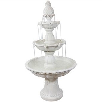 Sunnydaze 57 in Welcome Fiberglass Outdoor 3 tier Water Fountain
