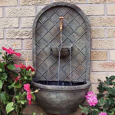 Sunnydaze Messina Outdoor Solar Wall Fountain with Battery