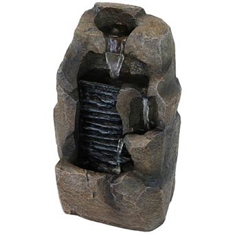 Sunnydaze Stony Rock Waterfall Resin Indoor Tabletop Water Fountain - 11 in