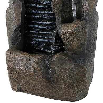 Sunnydaze Stony Rock Waterfall Resin Indoor Tabletop Water Fountain - 11 in