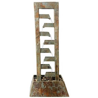 Sunnydaze Stacked Slate Freestanding Waterfall Fountain - 49 in
