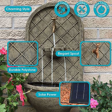 Sunnydaze Messina Outdoor Solar Wall Fountain with Battery