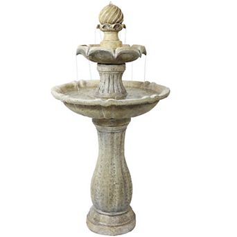 Sunnydaze Arcade Resin Outdoor 2 tier Solar Fountain with Battery