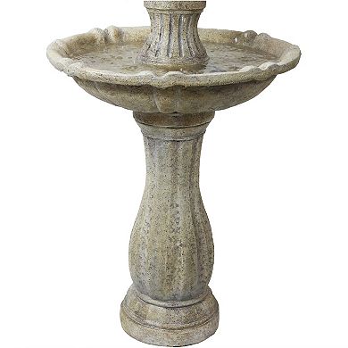 Sunnydaze Arcade Resin Outdoor 2-Tier Solar Fountain with Battery - Earth