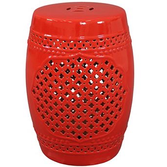 Sunnydaze 17.75 in Marrakesh Lattice Ceramic Glaze Garden Stool