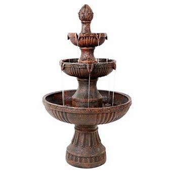 Sunnydaze Flower Blossom Resin Outdoor 3 tier Fountain