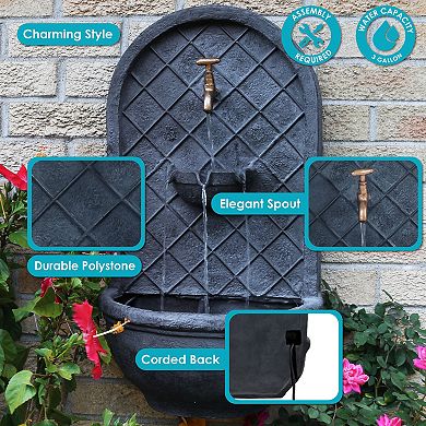 Sunnydaze Messina Polystone Outdoor Wall Fountain