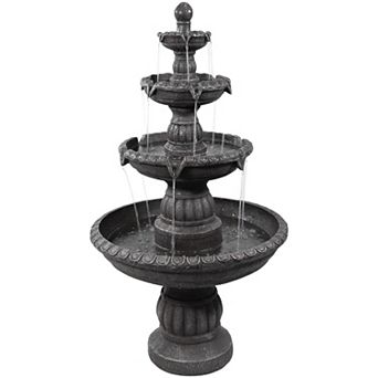 Sunnydaze 49" 4 tier Outdoor Water Fountain, Lion Head Top, Electric Pump