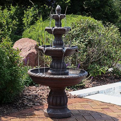 Sunnydaze Mediterranean Resin Outdoor 4-Tier Water Fountain