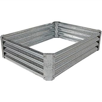 Sunnydaze Galvanized Steel Rectangle Raised Garden Bed - Gray - 48 in