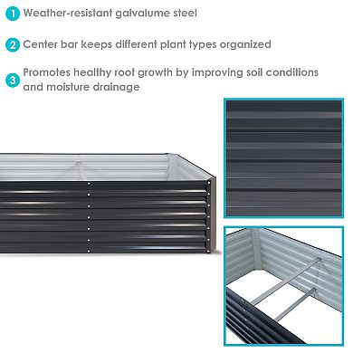 Sunnydaze Galvalume Steel Rectangle Raised Garden Bed - Dark Gray - 71 in
