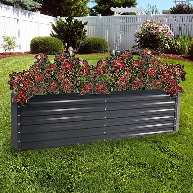 Sunnydaze Galvalume Steel Rectangle Raised Garden Bed - Dark Gray - 71 in