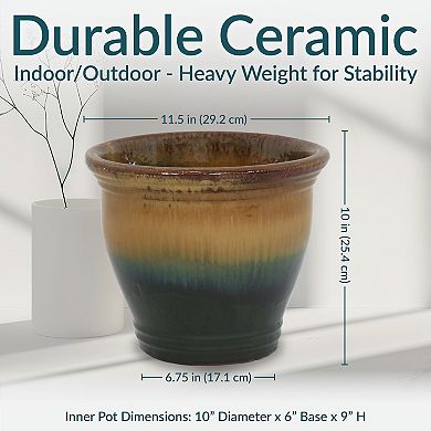 Sunnydaze Studio Glazed Ceramic Planter - Set of 2
