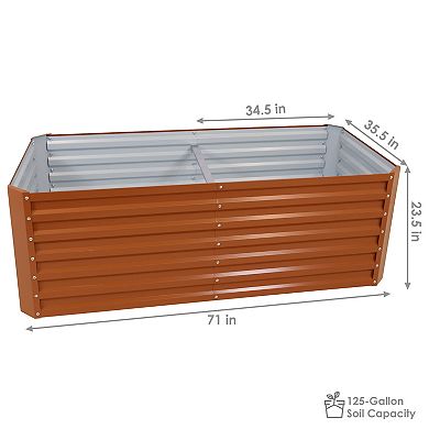 Sunnydaze Galvalume Steel Rectangle Raised Garden Bed - 71 in