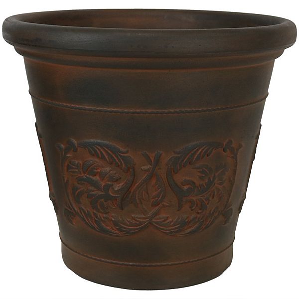 Sunnydaze 16 in Arabella Polyresin Planter with UV-Resistance - Rust