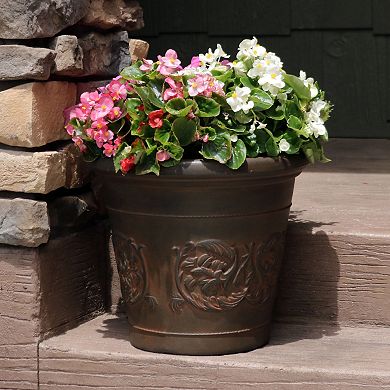 Sunnydaze 16 in Arabella Polyresin Planter with UV-Resistance