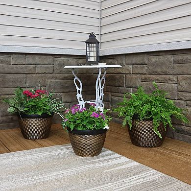 Sunnydaze Resin Basketweave Outdoor Planter 12 in, 13 in, 15 in - Set of 3