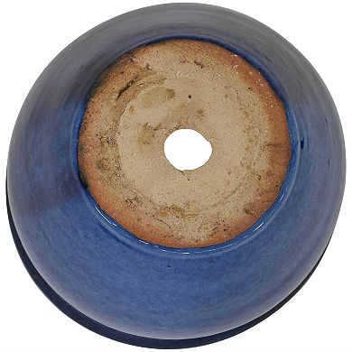 Sunnydaze 9 in Chalet Glazed Ceramic Planter - Imperial Blue - Set of 2
