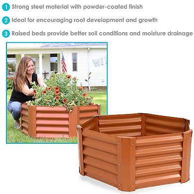 Sunnydaze Powder-Coated Steel Hexagon Raised Garden Bed