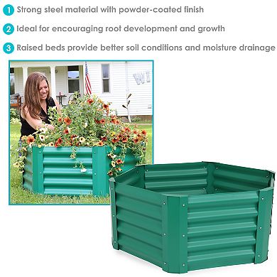 Sunnydaze 41" Hexagon Steel Raised Garden Bed