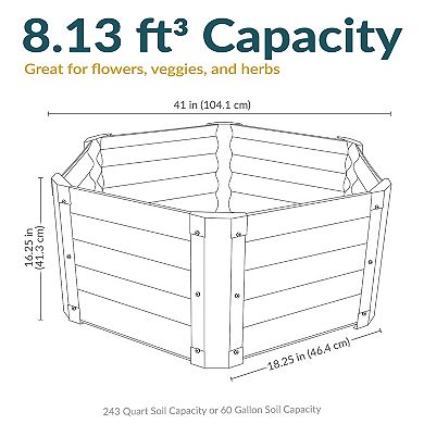 Sunnydaze Powder-Coated Steel Hexagon Raised Garden Bed - Green - 41 in